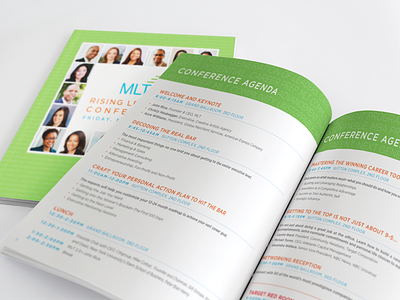 MLT Rising Leaders Conference Program brand brochure green minds on design lab mlt mod lab nonprofit print program
