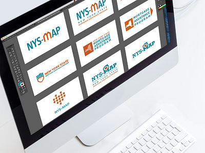 NYS-MAP Branding Project brainstorm brand color identity illustrator logo mod lab new york process sketches