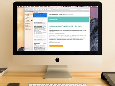 MediaBreaker Studios Transactional Email Template branding clean color design email mod lab nonprofit simple sketch app template web