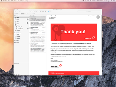 Mouse Donation Thank You Email
