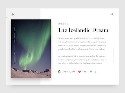 The Icelandic Dream Article Card article blog card clean iceland minimal post ui