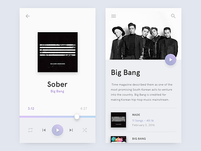 Music Player audio clean dailyui minimal music player purple ui