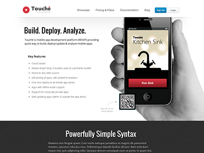 Touché Homepage - Hero Section clean design hero section mobile simple website