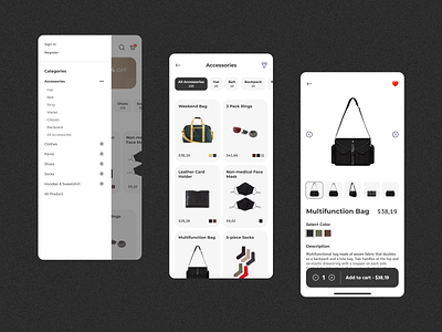 E Commerce App Mobile 3 Screen ecommerce fashion mobile app mobile ui online shop online store shop ui