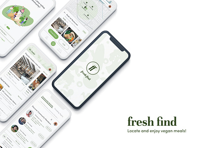 Screens for Vegan Restaurant Locating App app design minimal ui