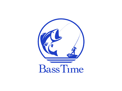 Bass time bass boat fish illustration logo