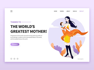 Thanks to mom child illustration mother ui ux