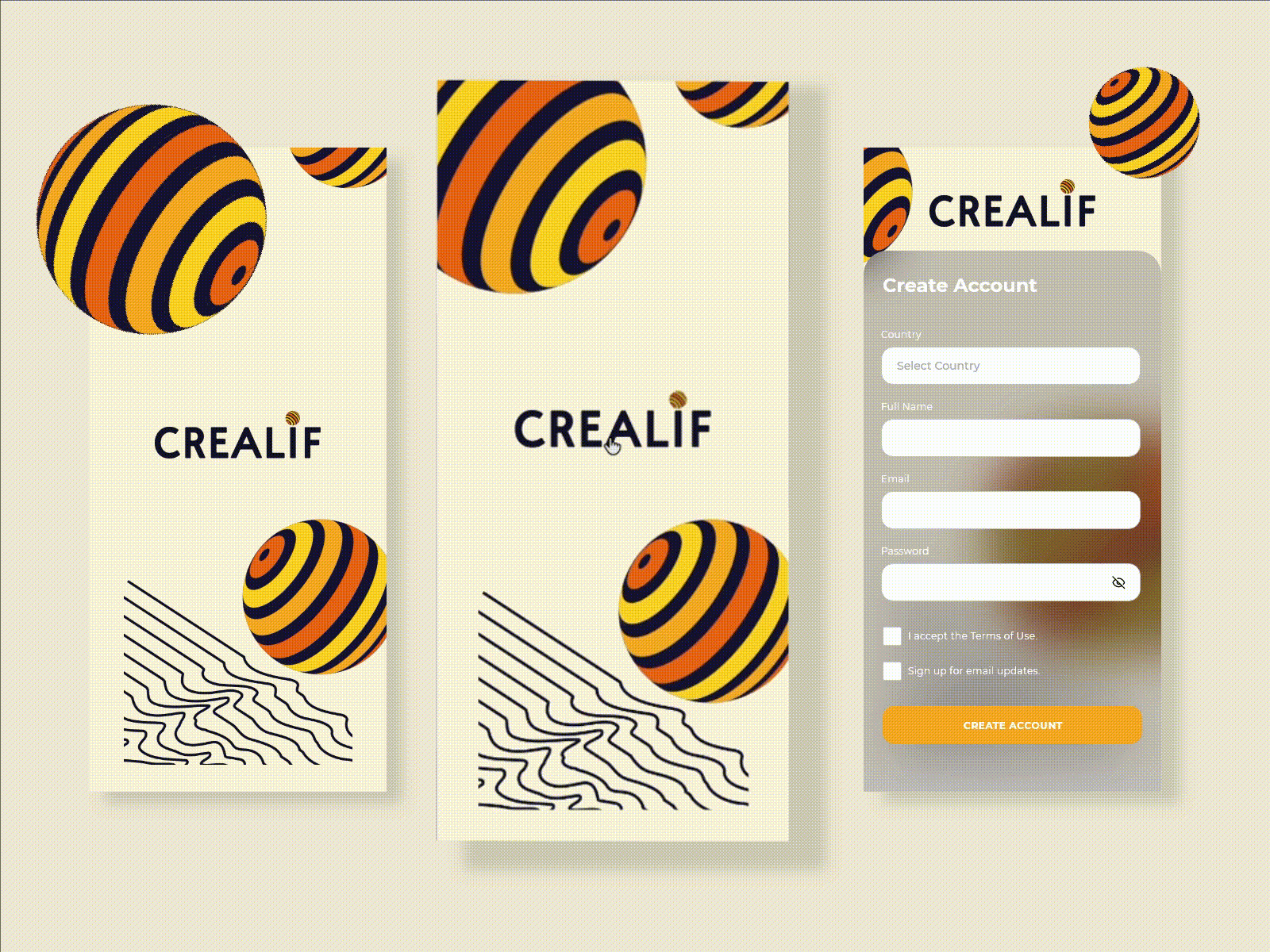 Crealif Sign Up Form | Adobe XD Playoff: Design. Rebound. Win!