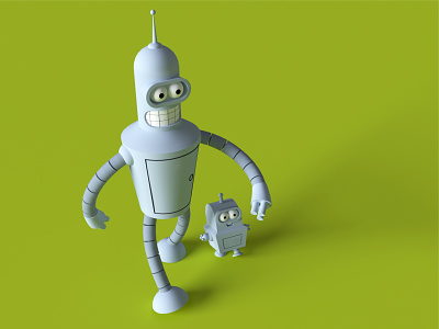 3D Bender (Futurama) and son 3dart 3dmax 3dsmax