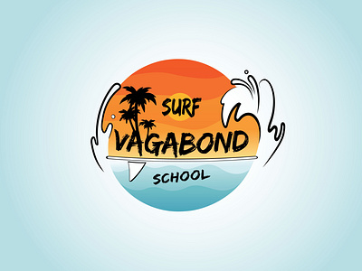 Surf School Logo adobe illustrator artistic logo artwork branding complementary colors design exhibition freestyle gradient design icon illustration logo logodesign ocean logo sunset logo surfing typography ui vector