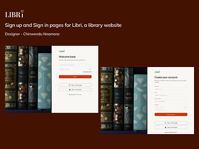 Libri - Library website create account design desktop figma frame login page pc screen sign in sign up ui ui design