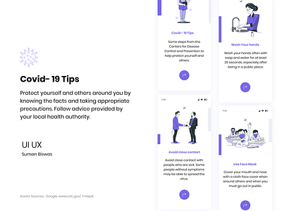 Covid-19 tips app covid covid19 design figma landingpage minimalist simplicity template ui webdesign