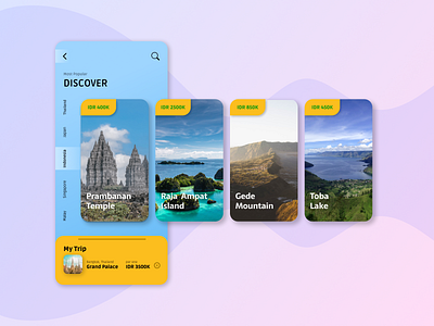 Trip App: Indonesian's Great Places adventure app art design discovery figma flat iphone iphone x soft travel trip typography ui