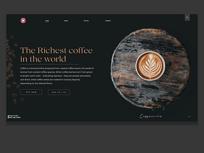 Elegant Coffe UI Design clean grey sandserif serif uiux uiux design uiuxdesign