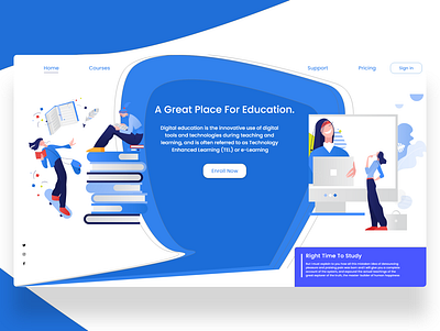 Education Web UI Design adobexd blue education illustraion ui ui design ux websitedesign webui