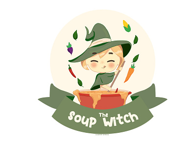The Soup Witch cute design digitalart drawing flat graphic design icon illustration photoshop vector
