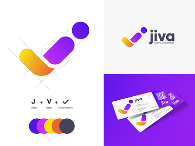 Brand Identity Design for Jiva Events brand design brand identity branding branding concept branding design check logo concept design design exploration digitalmarketing event branding eventlogo graphic design j logo logo logodesign logooftheday rightlogo v logo vector