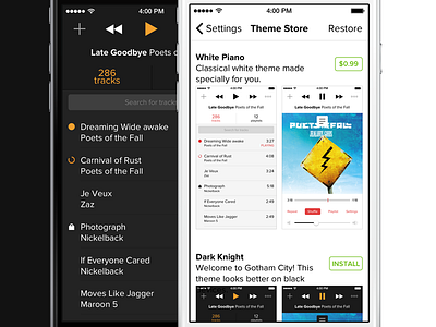 [Music App] Themes app clear flat ios 8 iphone playback player rdio softeam sound spotify store