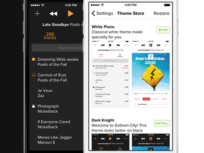 [Music App] Themes app clear flat ios 8 iphone playback player rdio softeam sound spotify store