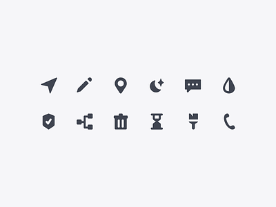 New icon set badge chat conditional drop filled hourglass icon location moon navigation paintbrush pencil phone shield trash water