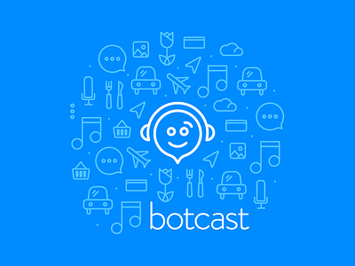 Botcast bot bots cast chat collection concept art icon icongraphy mic podcast robot talk