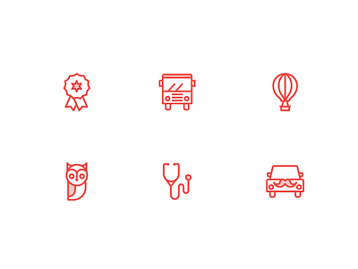 Icon set additions balloon bus car doctor icon lyft owl ribbon set shaded stethoscope uber