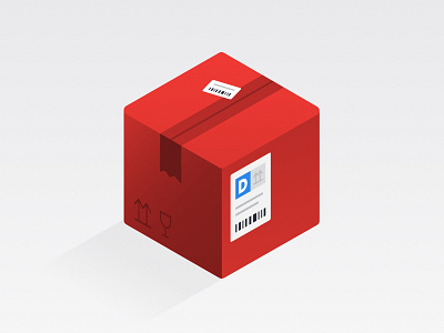 An Envoy delivery box deliveries illustration isometric label mail package red shadow shipping