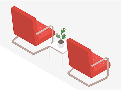 Illo peek 👀 chairs furniture illustration isometric office plant sofa wip