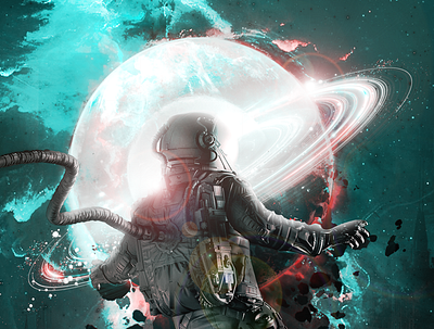 I want to escape ibrahim faisal art astronaut galaxy graphicdesign manipulation space