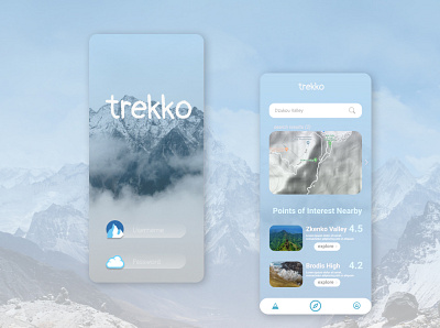 Trekko - A dedicated app for trekkers app design flat ui ux