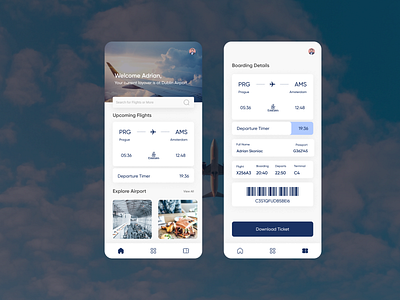 Flight Ticket Booking App UI airport application clean design flat flight ticket ui