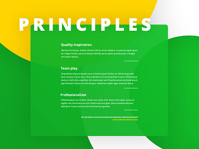 Principles - screenshot from one pager color combination landing page powerweek prototype site start up uiux web website
