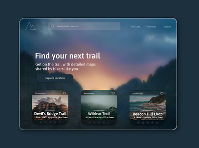 Explore trails and outdoors concept design figma graphic design ui ux web website