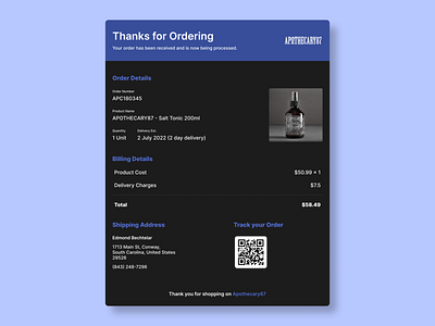 Daily UI Challenge 017 - Email Receipt