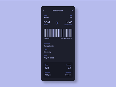 Daily UI Challenge 024 - Boarding Pass