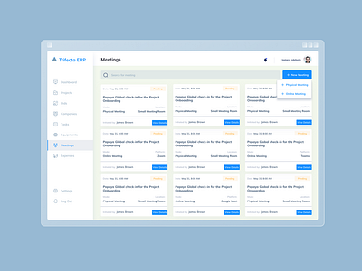 Meetings Datatable- ERP