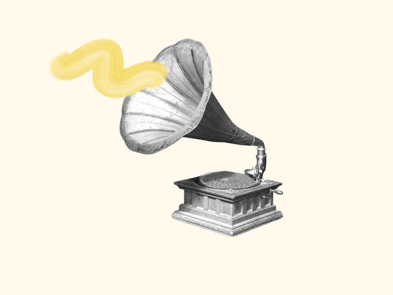 Gramophone animation animation audio brand collage illustration music sound