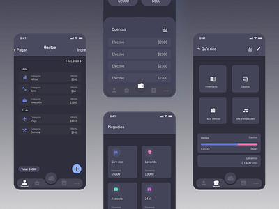 Financial app- dark mode by Brian Mena on Dribbble