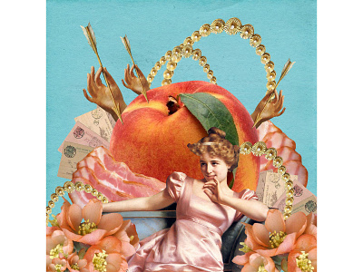 Las Delicias. artwork collage collage maker delicious digital collage femme peachs pink