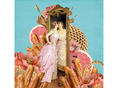 Las Delicias. artwork collage collage art collage digital collage maker delicious digital collage femme peachs pink