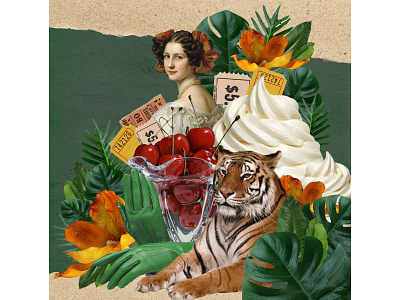 Go and get' em tiger! artwork collage collage art collage digital collage maker digital collage femme jungle tiger queen wet and wild