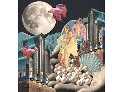 Nuit de perles. artwork collage collage art collage digital collage maker digital collage moon night pearls