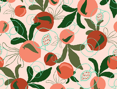 Oh Peach pit! design pattern pattern design textile design textile print