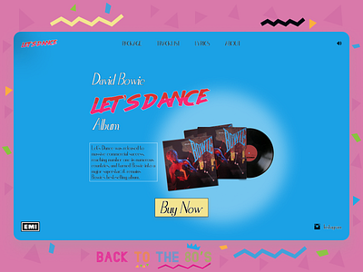 Music Album Landing Page 003 80 80s album dailyui david bowie design landing page music music album pop product prototype retro ui ui design uiux ux vintage vinyl