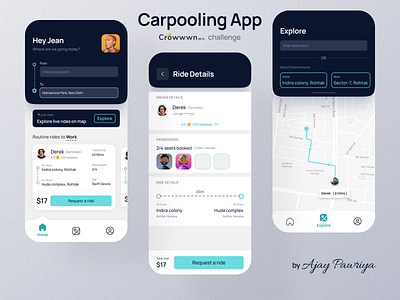 Carpooling Mobile App design concept