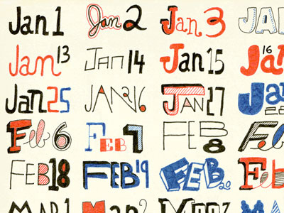 2012 Calendar // 366 Days // 366 Drawings 2012 366 calendar drawn hand type typography