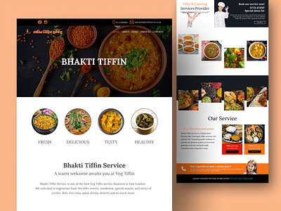 Bhakti Tiffin black design food homepage india responsive ui web web design web developer website wordpress yellow