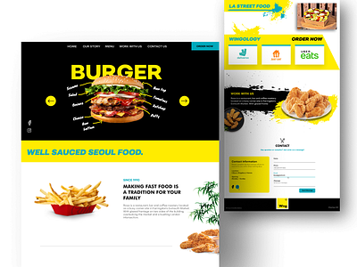 Wingology abstract black canvas creative design drink fastfood figma food graphic design homepage shadow ui web web design website yellow