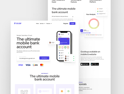 Finance Landing Page branding concept design illustration ui ui design web