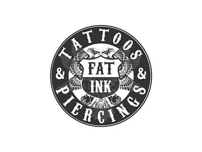 Fat Ink Tattoos & Piercings Logo branding design logo
